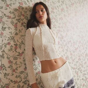 urban outfitters kimchi blue white lace blair seamed long sleeve top